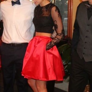 Red and Black Two Piece Sherri Hill Formal Dress